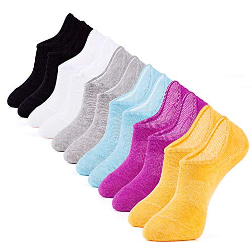 IDEGG No Show Socks For Women and Men Bundle 6 Pairs & 8 Pairs Low Cut Anti-slid Athletic Sport Line Cotton Socks with Non Slip Grip 
